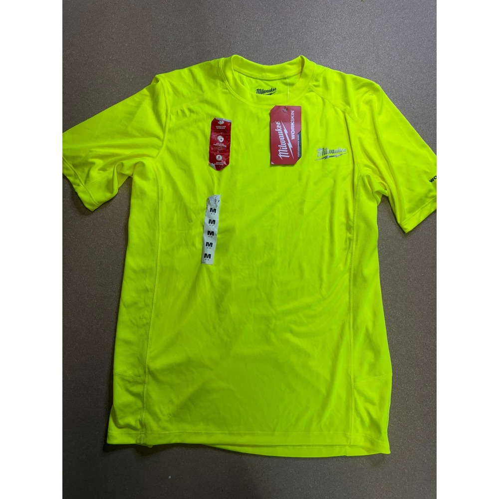 Milwaukee Workskin Performance Hi Vis Yellow Short Sleeve Work Shirt Men's M NWT